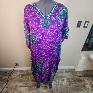 Miss Lavish London Purple and Green Floral Kaftan Size 6-12 (5831)